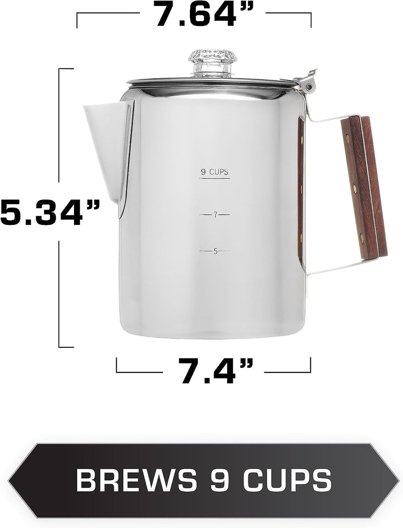 COLETTI Bozeman Camping Coffee Pot – Coffee Percolator – Percolator Coffee Pot for Campfire or Stove Top Coffee Making – 9 CUP