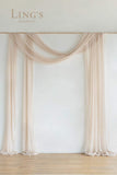 32Ft Extra Long Wedding Arch Draping Fabric 2 Panels Nude Chiffon Fabric Drapery Wedding Ceremony Reception Swag Decorations