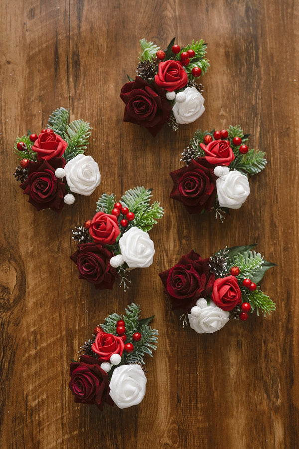 Christmas Red and Sparkle Wrist Corsages