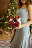 Round Bridesmaid Bouquets in Christmas Red & Sparkle