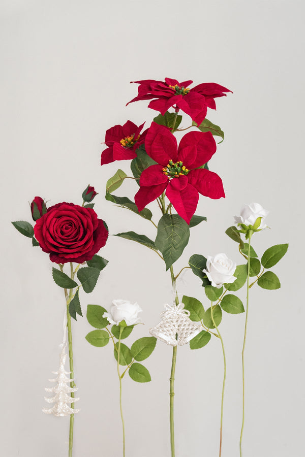 Christmas Red Sparkle Flower - Festive Floral Focal