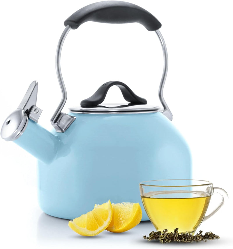 Chantal 1.8 QT Kettle, Oolong Series, Premium Enamel on Carbon Steel, Whistling, Even Heating & Quick Boil (Marigold)