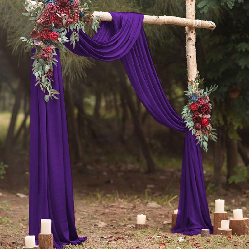 Purple Wedding Arch Drapes - 20FT 2 Panels Sheer Backdrop for Ceremony Reception Decorations