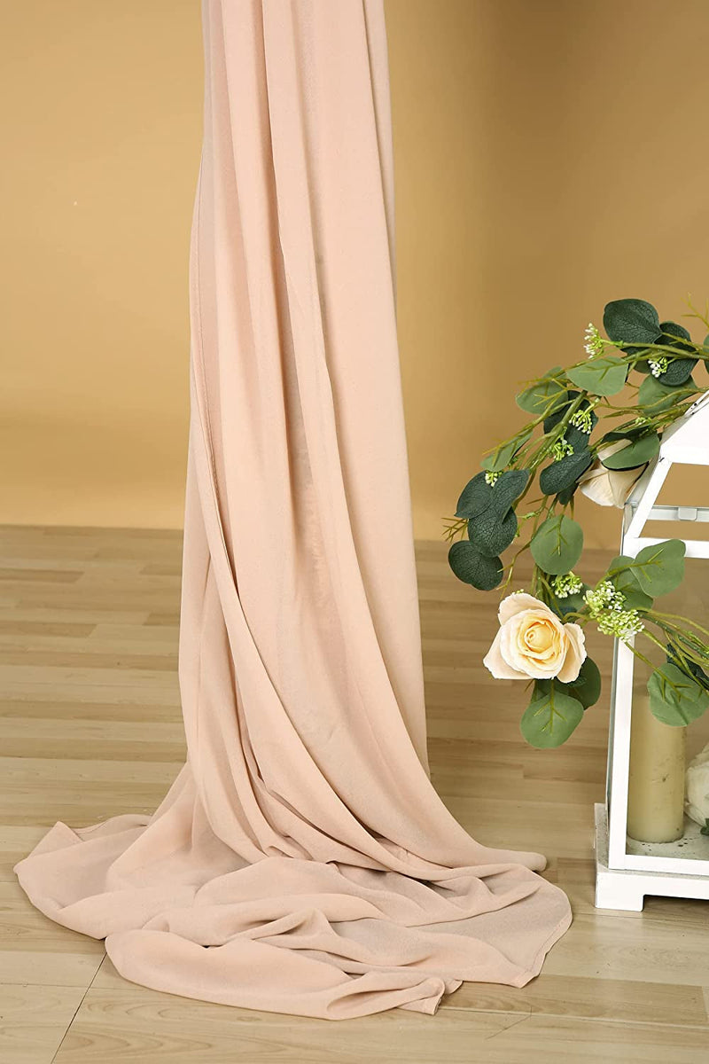 Characters 2 Panels Chiffon Drapes for Wedding Arch Backdrop Party  Ceremony Decoration 27 X 216 Inch Nude