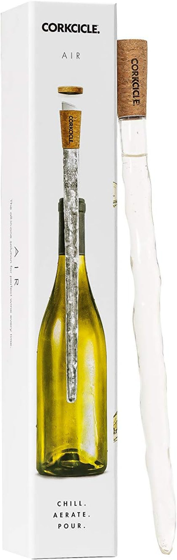 Corkcicle Air 4-in-1 Iceless Wine Chiller with Aerator, Pourer and Stopper; Makes a Great Wine Accessories Gift