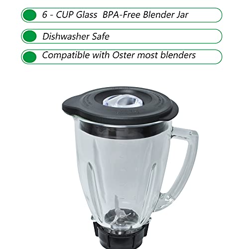 6 Cup Glass Jar Replacement for Oster and Osterizer Blender - With Ice Blade and Accessory Kit