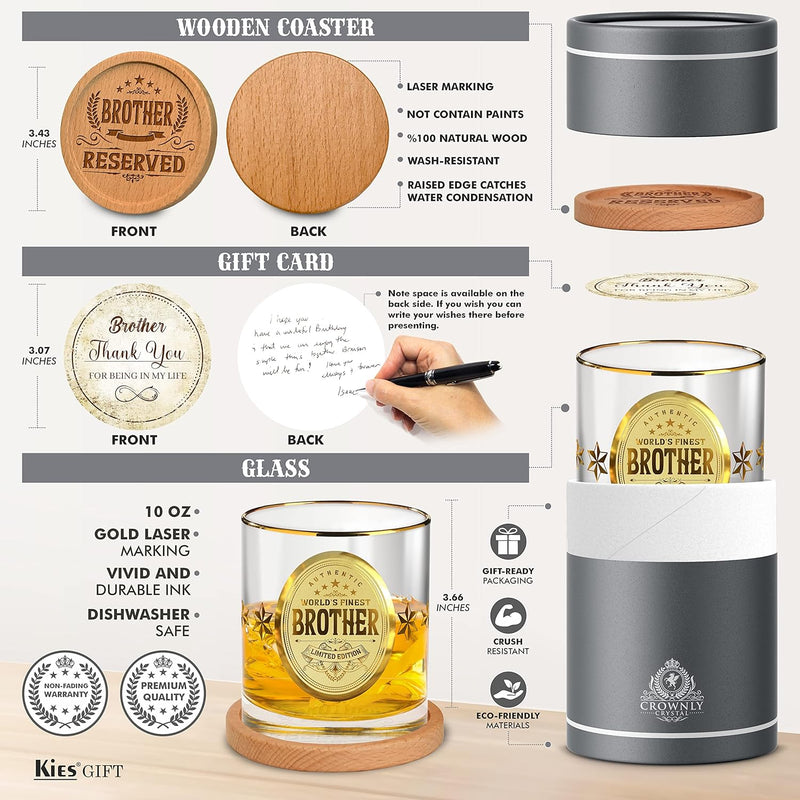 Kies®Gift Gifts Brother Personalised Gifts Whiskey Gifts for Brother Gifts from Sister Brother Birthday Gifts Whiskey Glasses Brother Christmas Gift Personalised Whiskey Glass Populer Gift