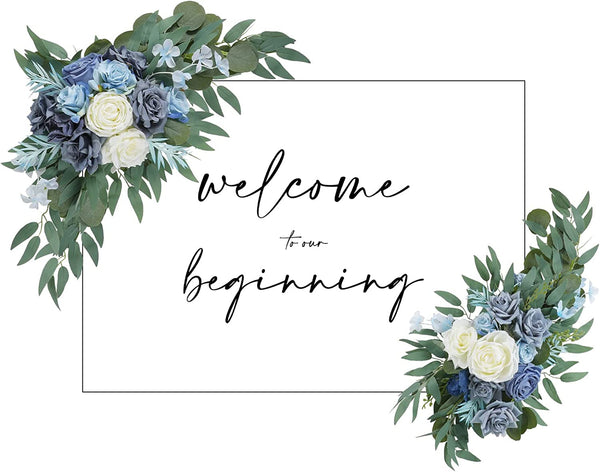 Artificial Floral Swag - Wedding Decoration Pack of 2 Blue White