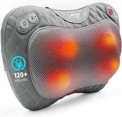 ALLJOY Cordless Shiatsu Neck and Back Massager with Soothing Heat, Rechargeable 3D Kneading Massage Pillow for Muscle Pain Relief, Use Unplugged, Detachable Cover