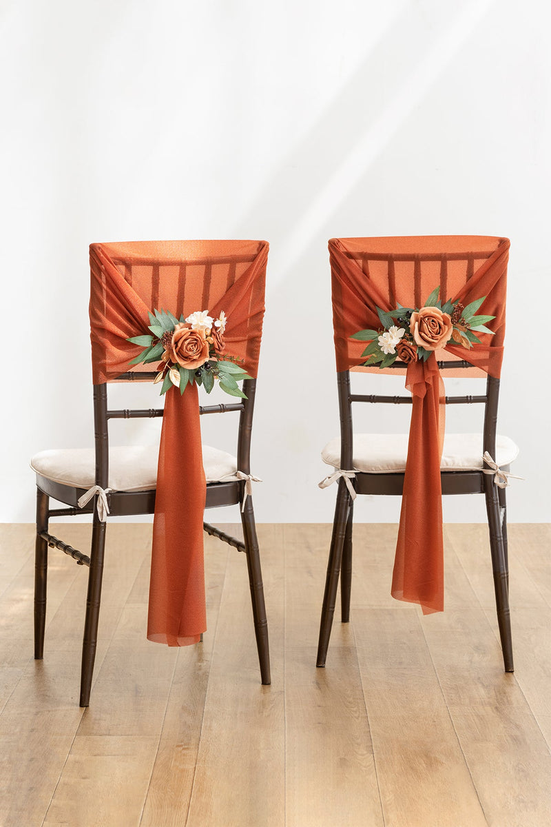 Sunset Terracotta Wedding Aisle Chair Flower Decoration
