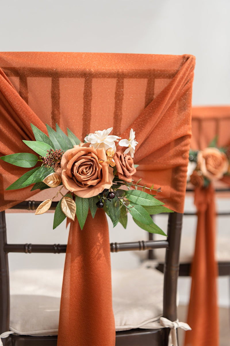 Sunset Terracotta Wedding Aisle Chair Flower Decoration