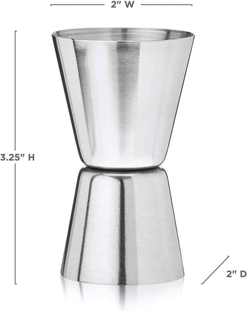 True Big Jig Double Jigger, Stainless Steel Cocktail Measure, Bar Tools, 1 Oz & 1.5 Oz Jigger