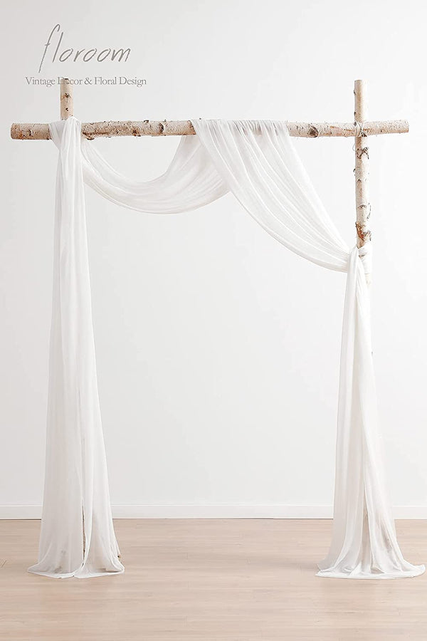 Wedding Arch Draping Fabric - White Chiffon Panels 2 - 20Ft - CeremonyReception Swag Decorations