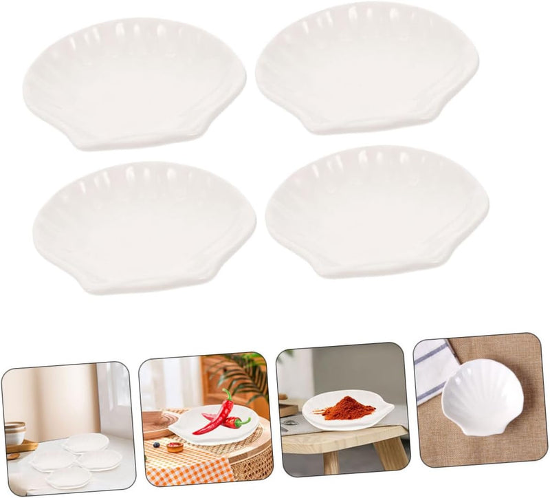 BESTOYARD 4pcs Tea Bag Saucer Spice Containers Mini Containers Appetizer Tray Kitchen Cabinet Decor Sushi Tray Coffee Tray Sushi Container Dipping Plate for Restaurant Spices Ceramics Snack