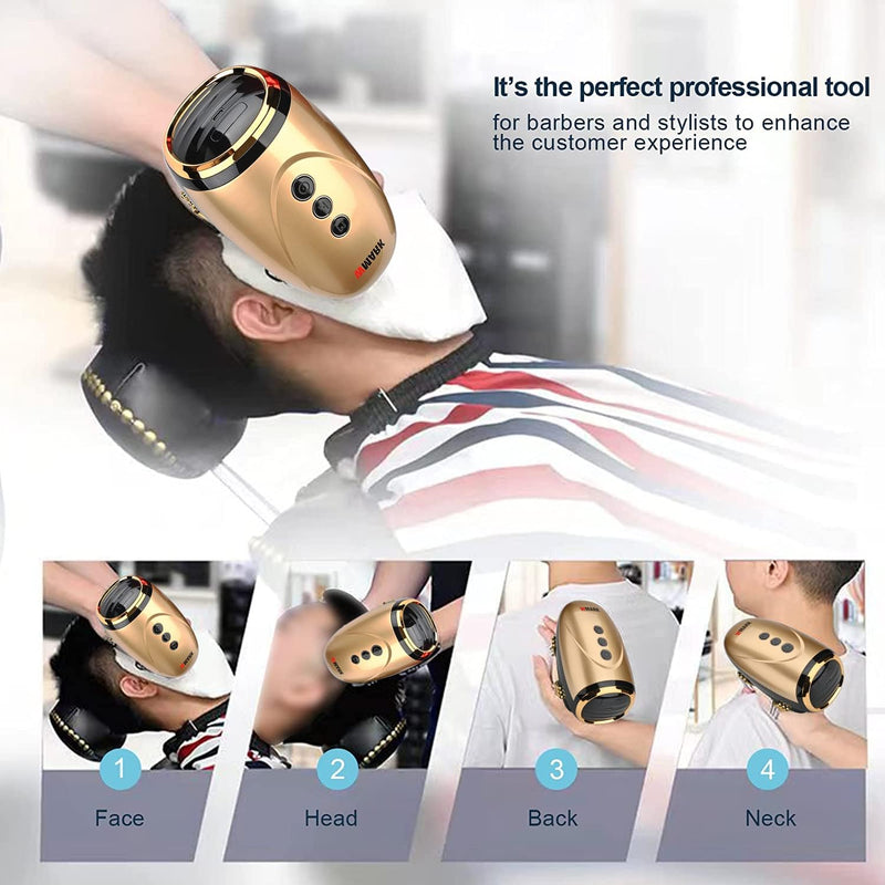 WMARK Barber Massager/Cordless Handheld Massager,USB Charge Neck/Legs/Hand/Face Massager, 2 Massage Nodes 2600AMH，Golden