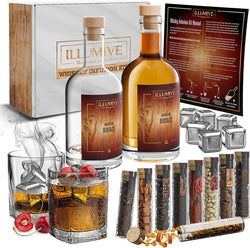 Whiskey| Ultimate Whiskey Set| Whiskey Infusion Kit Includes Whiskey Glass, Whiskey Stones 3 Woodchips and 6 Botanicals| Great for Men, Whiskey Gifts for Men, Mens Birthday Gift Ideas