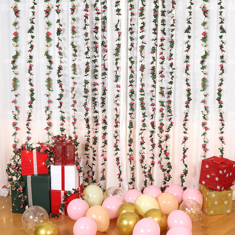 Artificial Rose Vine Garland Decor - 2 Pcs  164 Ft - Bedroom Wedding Party Christmas Valentines Day - Aesthetic Room Decor