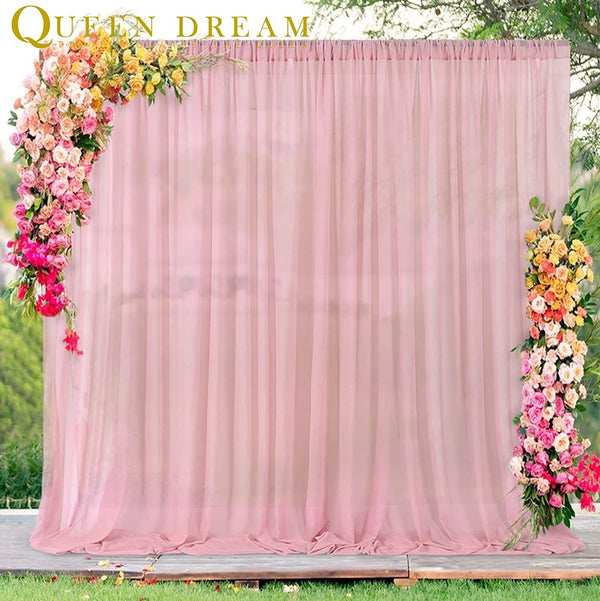 Dusty Rose Chiffon Backdrop Curtain for Parties 10Ft X 8Ft Wedding Background Drapes Sheer Bridal Shower Fabric