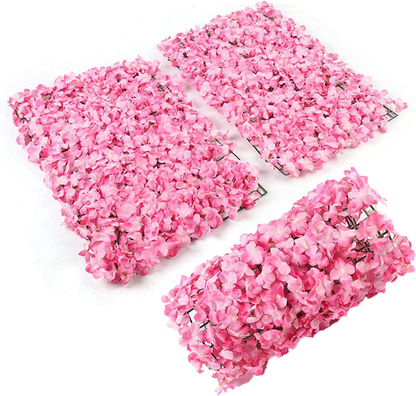 20 Pack Artificial Flower Wall Panels 24" X 16" Flower Wall Mat Romantic Silk Rose Flower Panels for Wedding Party Home DIY Wall Panels Cover Backdrop Decoration (Pink, 20 Pcs/Set)