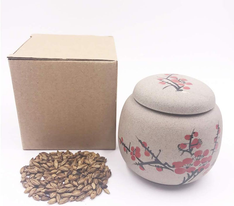 Kitchen Canisters Ceramic Clay Tea Caddy Mini Tea Storage Chests (plum blossom)