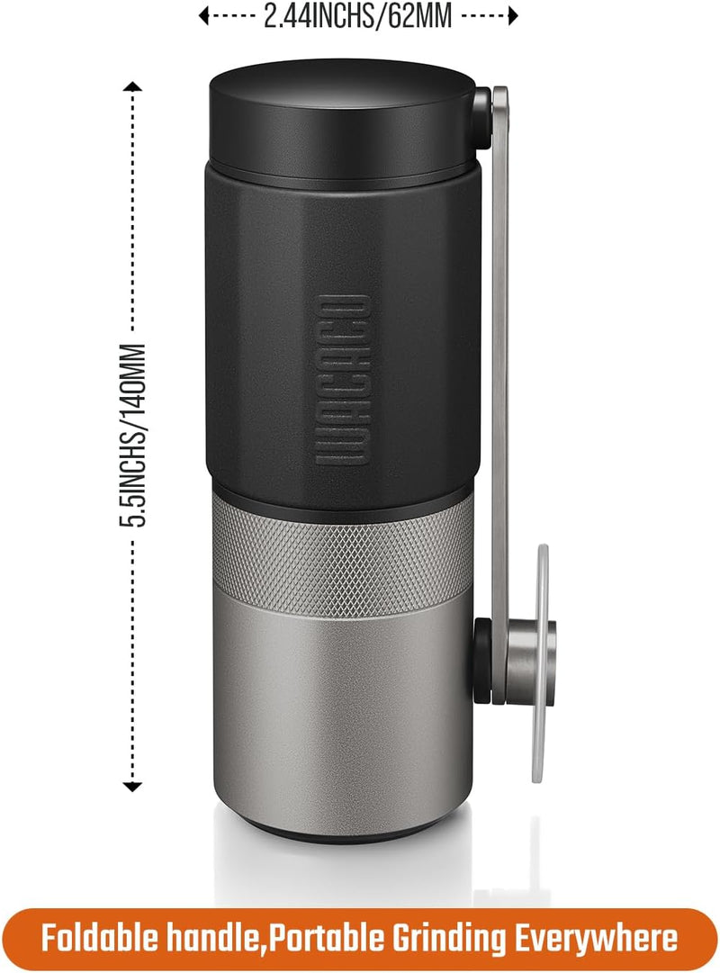 WACACO Exagrind, Manual Coffee Grinder, Stainless Steel Conical Burr, High Precision Adjustable Coffee Bean Grinder with Hand Crank, Handheld Portable Grinder for Espresso, Pour-over, Camping, Travel