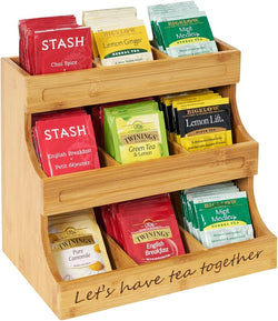 NHZ Tea Bag Holder Bamboo 3 Tier, Tea Holder for Tea Bags Organizer Over 180 Tea Bags Storage Cabinet and Counter. It's Can Hold Tea Bags, Coffee Pod, Sugar.