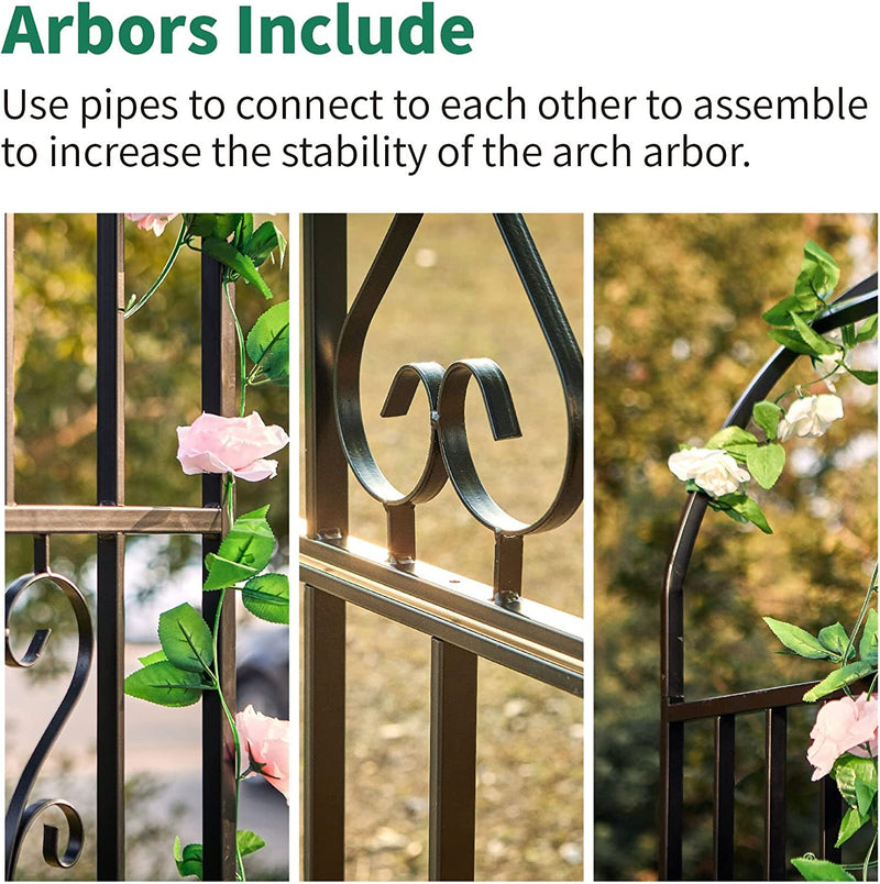 Black Metal Garden Arbor with Trellis - Perfect for Plants and Weddings