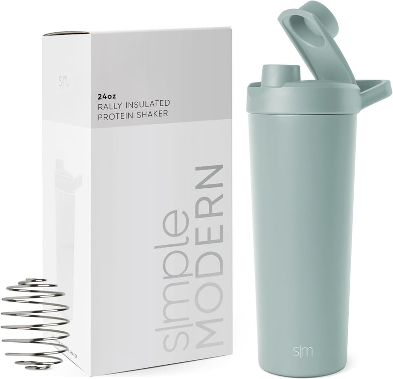 Simple Modern Stainless Steel Shaker Bottle with Ball 24oz | Metal Insulated Cup for Protein Mixes, Shakes and Pre Workout | Rally Collection | Lavender Mist