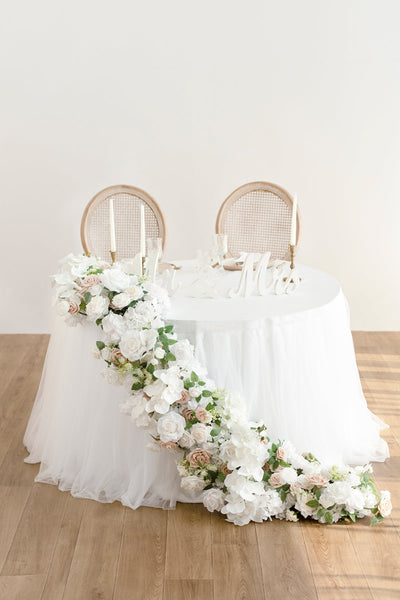 Deluxe Head Table Floral Swags in White & Sage | Limit-time