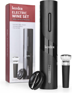 Hotder Electric Wine Opener,Electric Wine Bottle Opener,Battery Operated Wine Opener with Electric Corkscrew,Foil Cutter,Wine Stopper,Bottle Opener Gift Set for Home Party Wedding Father’s Day Gifts