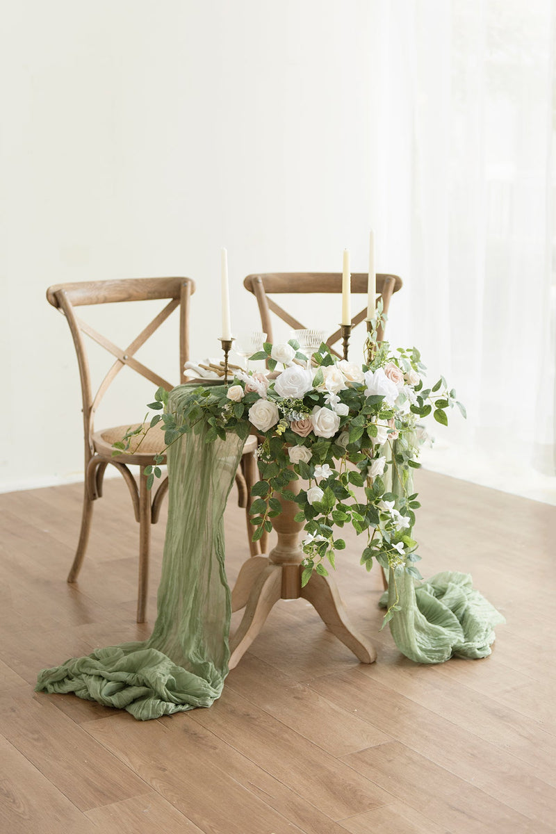 White  Sage Floral Swags for Sweetheart Tables