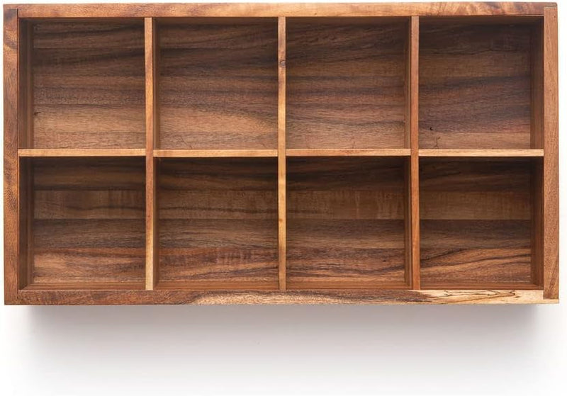 Ironwood Gourmet Rectangular Vauxhall Double Tea Box, Acacia Wood,Brown, 10 Compartment