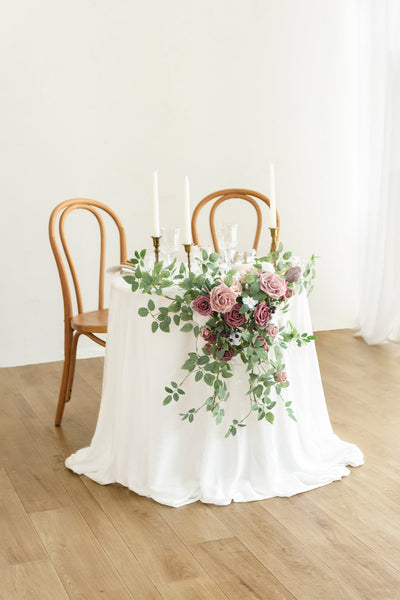 Sweetheart Table Floral Swags in Dusty Rose & Mauve