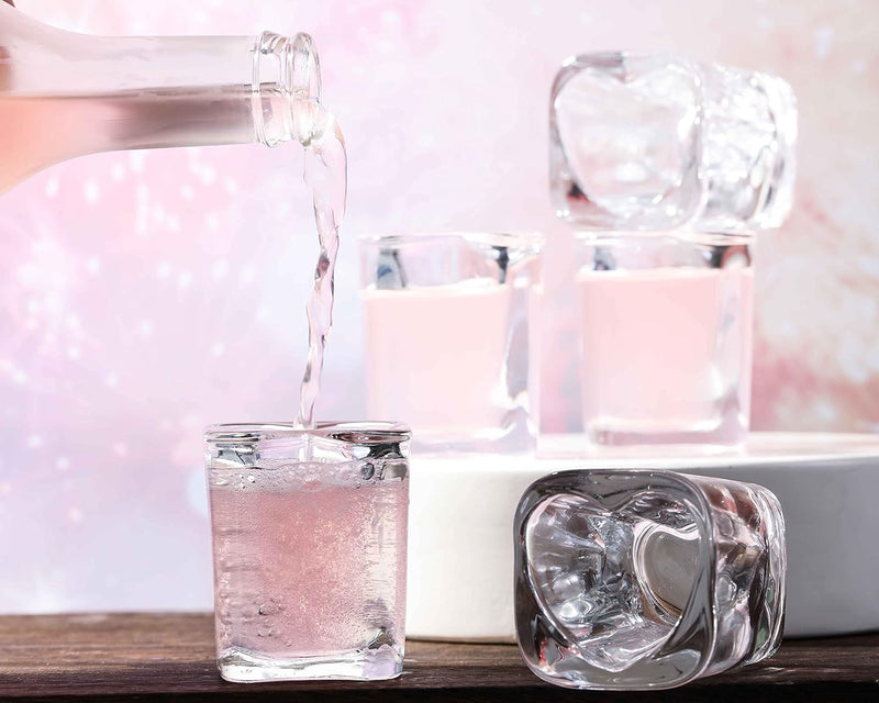 Srgeilzati Heart Shot Glasses Cute Square Tequila Glasses 2oz (Set of 8)