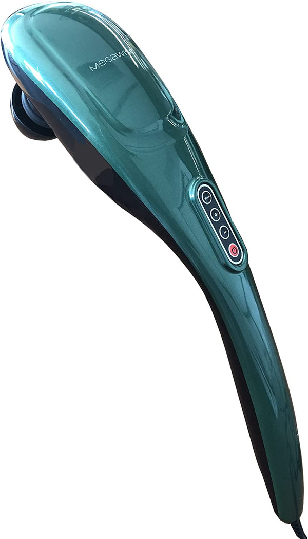 MEGAWISE Classic Handheld Back Massager with Powerful Motor and 5 Different Nodes, Deep Tissue Massager, Relax Shoulders, Neck, Back, Muscle, Arms, Legs (Dark Green)