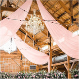 Chiffon Wedding Ceiling Drapes 6 Panels 5Ftx10Ft Light Peach Sheer Fabric Swag Drapes for Ceremony Reception Stage Arch Backdrop