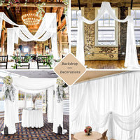 Wedding Arch Draping Fabric 4 Panels 20Ft White Chiffon Fabric Sheer Backdrop Curtain for Wedding Ceremony Arch Stage Party Ceiling Swag Decoration