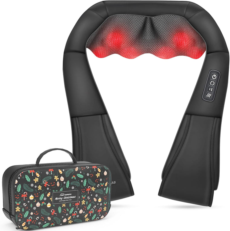Snailax Shiatsu Neck and Shoulder Massager - Back Massager with Heat, Deep Kneading Electric Massage Pillow for Neck, Back, Shoulder,Foot,Body