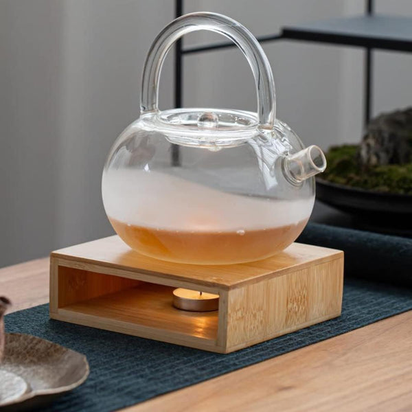 Tea Warmer, Household Bamboo Teapot Heating Warmer Base Teapot Warm Stove Teaware Accessories Romantic Crafts Gifts Home Decoration