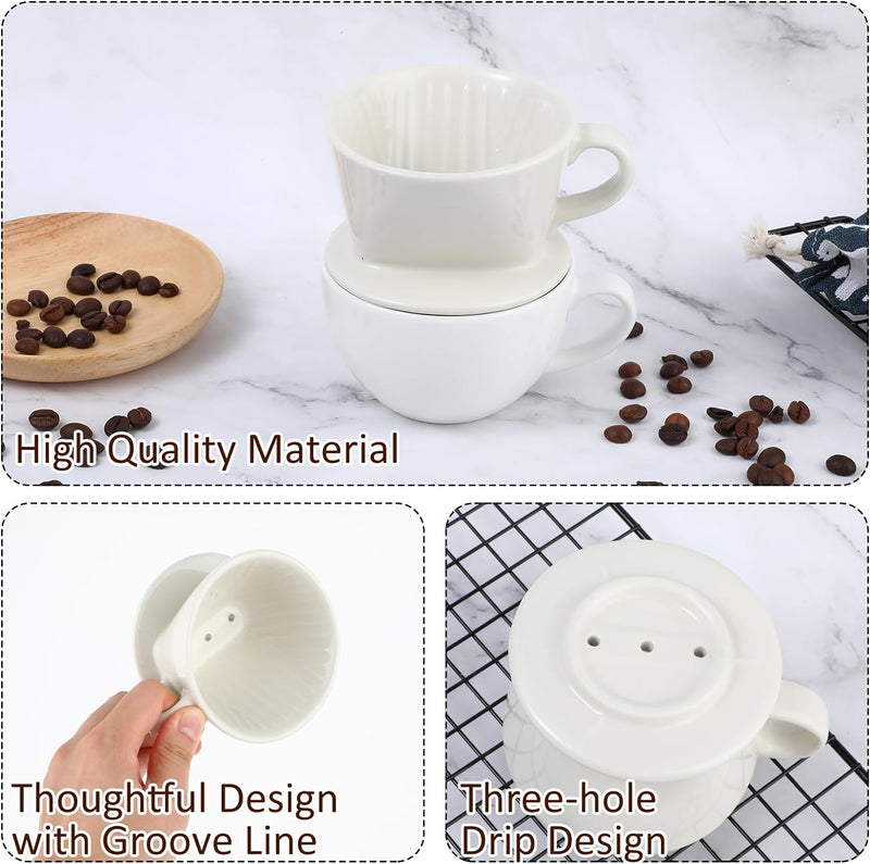 Prasacco Pour Over Coffee Maker, Reusable Pour Over Coffee Dripper, Coffee Filter Cone Drip Holder Slow Brewer Porcelain Slow Brewing Accessories for Home, Cafe, Restaurants, Travel, Camping, Office