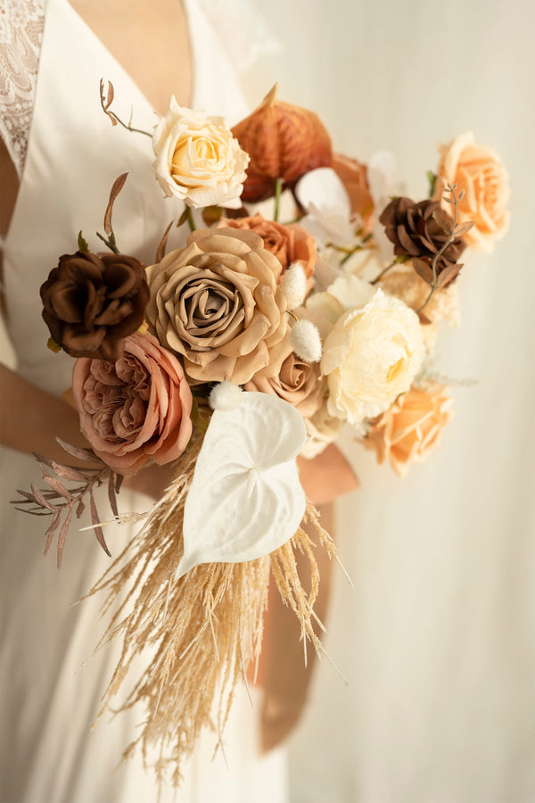 Rust Sepia Bridal Bouquet - Standard Cascade
