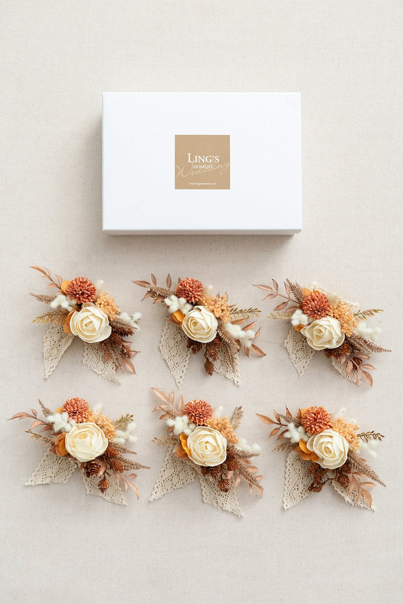 Rust  Sepia Wrist Corsages