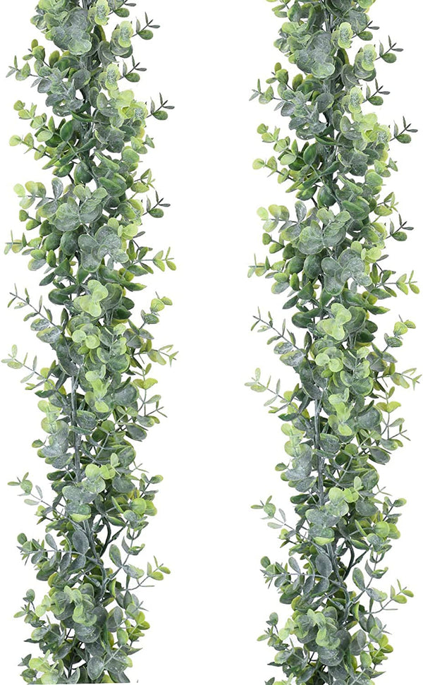 Faux Eucalyptus Garland Plant - 2 Pack Artificial Hanging Vines for Wedding Decor - 6ft UV Protected Greenery Garland
