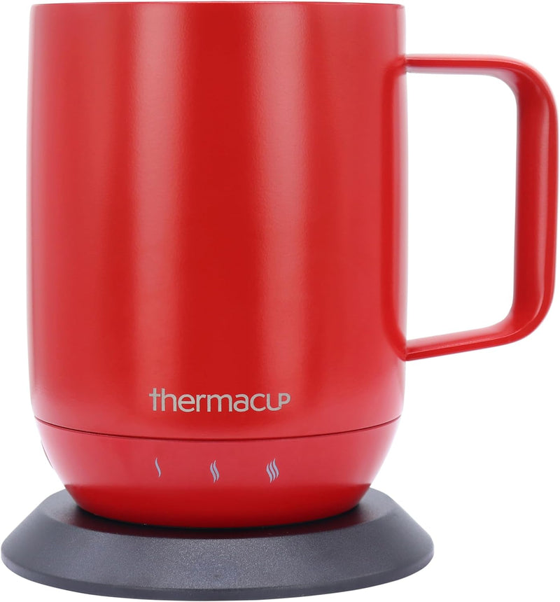 Thermacup Premium Self-Heating Coffee Mug with Lid, Temperature Controlled Led Electric Mug, 3 Custom Heat Settings, Auto Shut Off Feature, Keeps Liquids Warm, Sip Smarter (Midnight Black – 14 oz.)