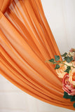 2 Panels Chiffon Fabric Drapery Wedding Arch Drapes, Party Backdrop Curtain Panels, Ceremony Reception Swag Decoration (27 X 216 Inch, Orange & Orange)