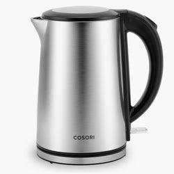 COSORI Electric Kettle, Tea Kettle Pot, Stainless Steel Double Wall, 1500W Hot Water Kettle Teapot Boiler & Heater, Christmas Gifts, Automatic Shut Off & Boil-Dry Protection, BPA Free, 1.5L, Silver