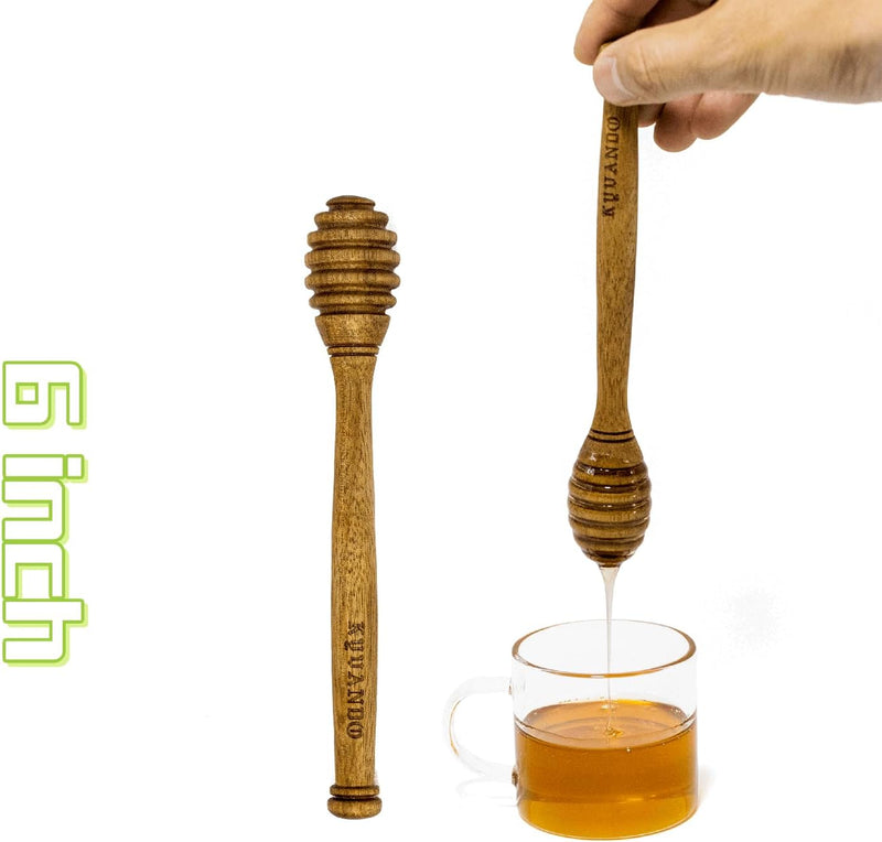 KYVANDO Wood Honey Dipper Honey Mixing Stirrers Jar Drizzler Sticks Honey Spoon