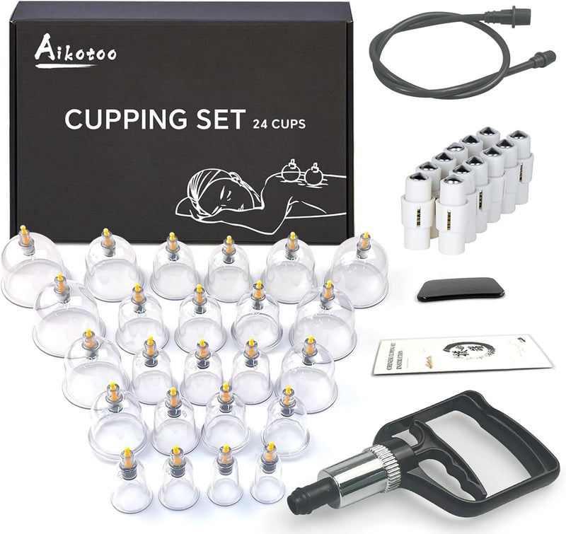 Cupping Set Massage Therapy Cups - 12 Vacuum Suction Cups with Pump Massager for Cellulite Reduction Back Neck Joint Pain Relief,Chinese Hijama Cupping Set