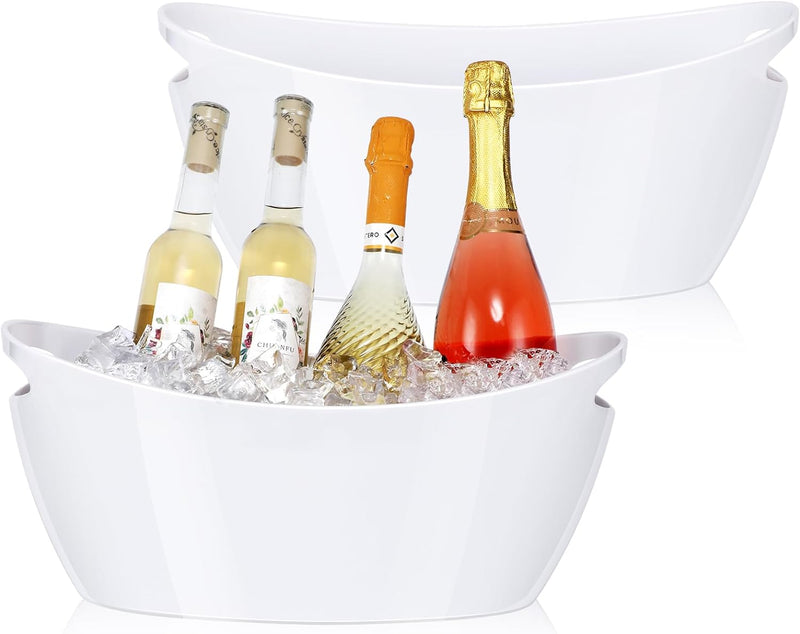 Ice Bucket 2 PCS,Acrylic Ice Buckets for Parties, Mimosa Bar Supplies Beverage Tub and Scoops for Champagne Beer Sparkling Wine Cocktails（5.5L）Extra Large Model (Clear)