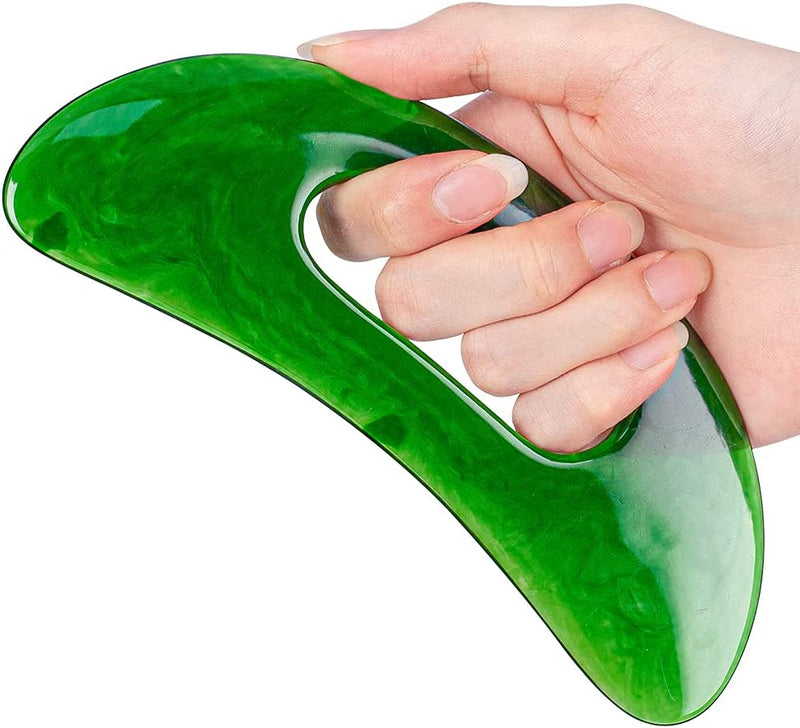Scienlodic Gua Sha Massage Tool with Handle (Resin) Larger Guasha Scraping Tool for Back Neck Face Leg Massage, Lymphatic Drainage, Cellulite Remove - Large